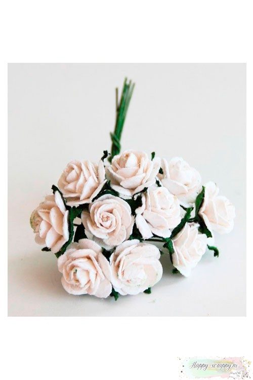 Розы мини 1 см — белые (5 шт)