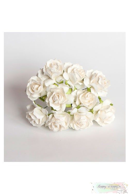 Кудрявая роза 3 см — белая