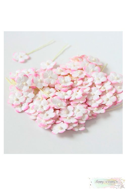 Цветочки маленькие 1 см - розово-белые (10 шт)