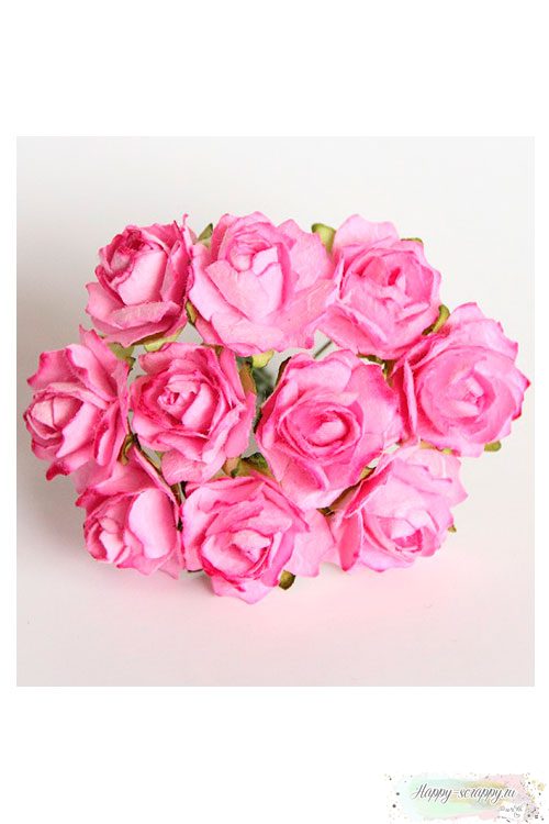 Кудрявые розы 2 см - розовые (5 шт)