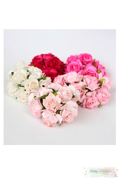 Кудрявые розы 3 см - розовый микс (5 шт)