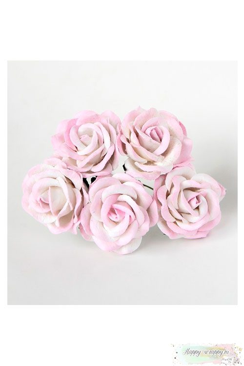 Роза 4 см - св.розовый-белый (1 шт)