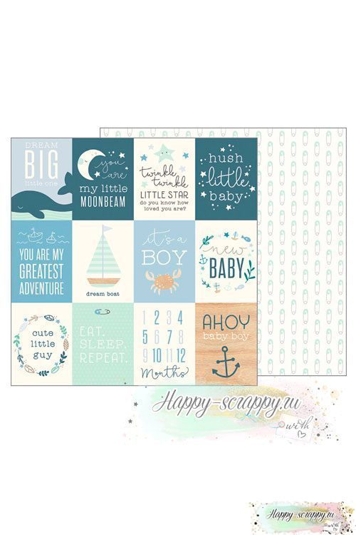 Бумага для скрапбукинга Night Night Baby Boy - Ahoy Baby Boy Cards