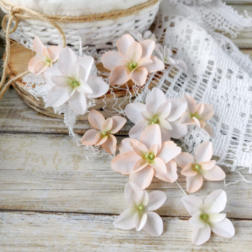 Набор цветов Pastel flowers — Гортензии Дуболистные, пудрово-персиковые