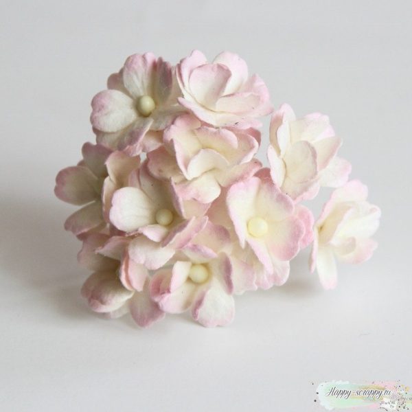 Цветы вишни средние светлые бело-розовые (5 шт)