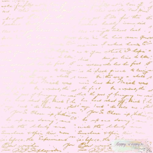 Лист односторонней бумаги с фольгированием Golden Text Light pink