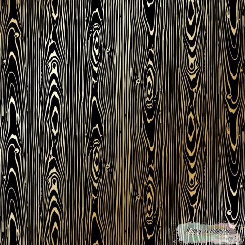 Лист односторонней бумаги с фольгированием Golden Wood Texture Black