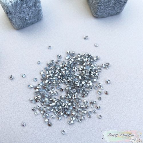 Кристаллы 2 мм. серебро 10 грамм в пакете